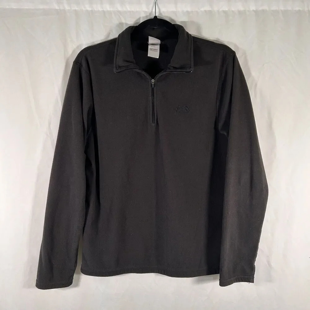 North Face Fleece Jacket Mens Small Black 1/4 Zip Long Sleeve
